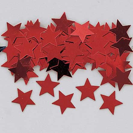 Red Metallic Star Confetti, 3/8