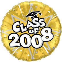 Gold Class of 2008 Mylar Balloon