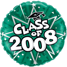 Green Class of 2008 Mylar Balloon