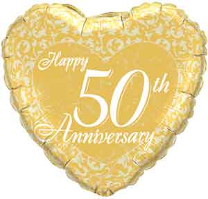 anniversary 50th gold balloon heart balloons shaped birthday