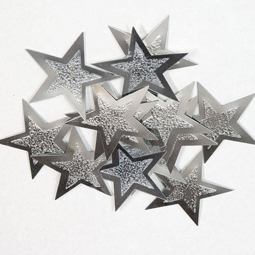 Silver Star Confetti Large Glittered Stars Pound Or Packet