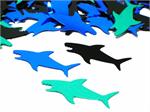 Shark Confetti, Sharks in Black, Blue and Turquoise